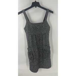 Walter empire waist textured herringbone print cotton blend romper dress M